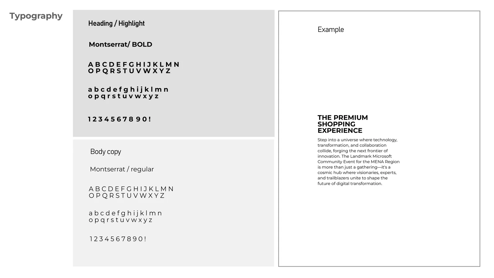An Ar-Rahma Business Hub brand book spread showing the typography system.