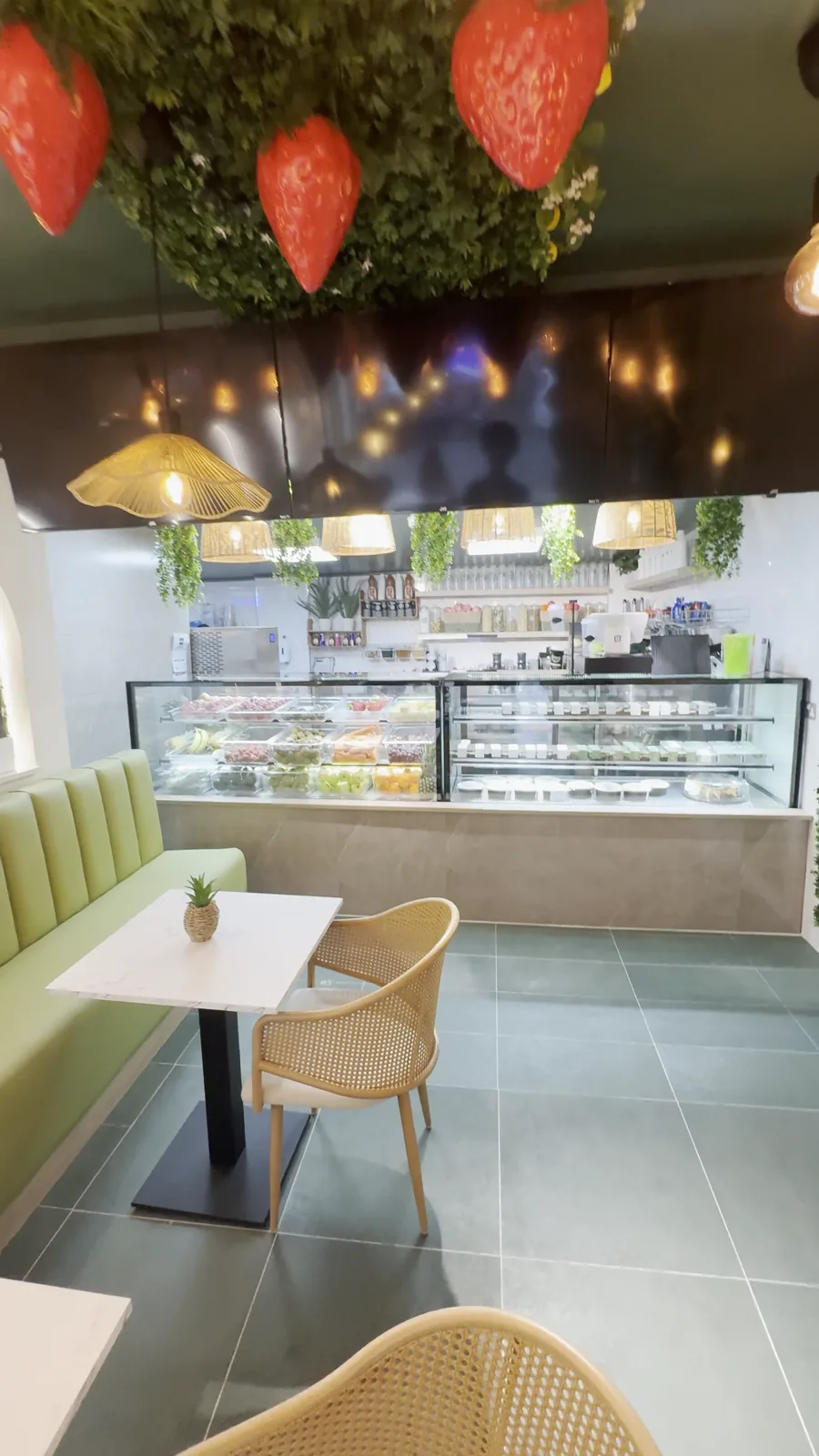 The finished Habibi Juice interior and counter before customers arrive.
